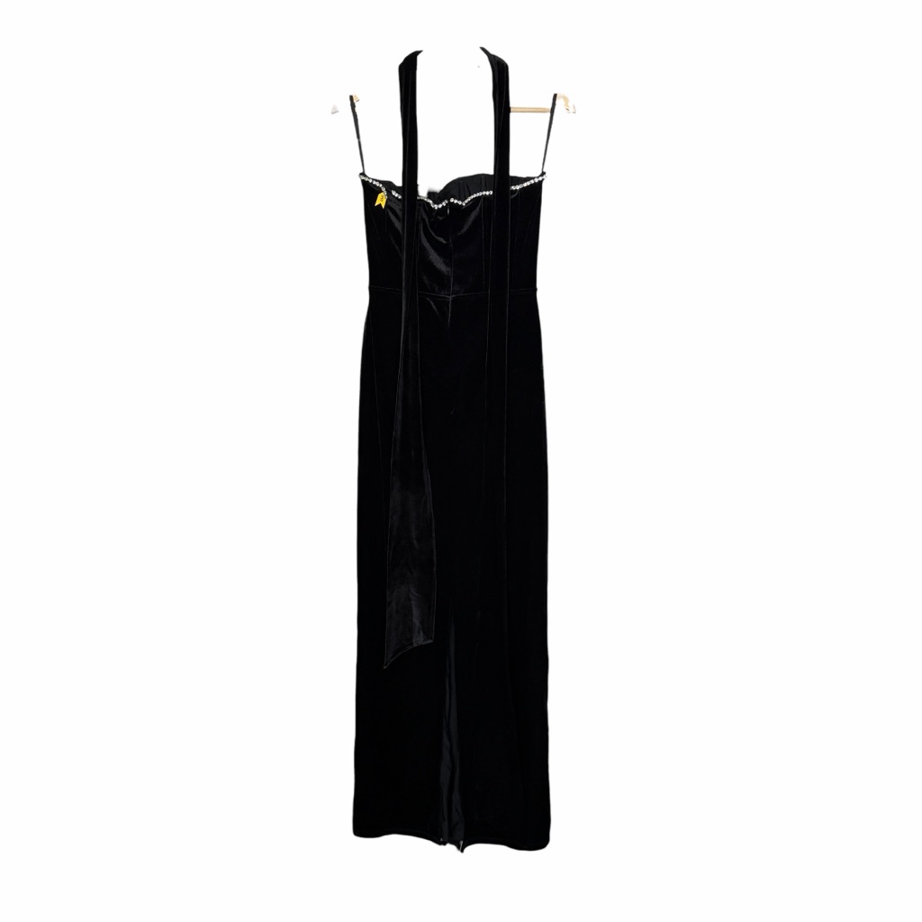 Khanum's Karyln Strapless Black Velvet Maxi Gown With Diamant Detail — image 3 of 8